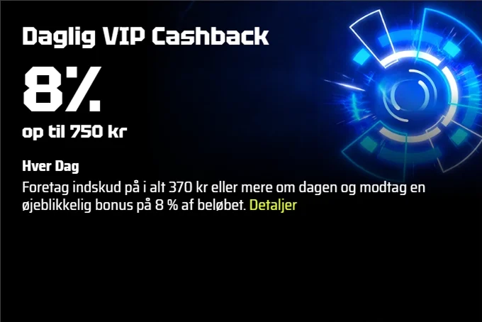 SlotsVader Casino daglig cashback 8% op til 370 kr