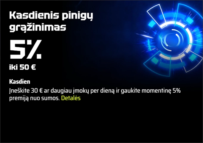 SlotsVader Casino kasdieninis cashback 5% iki 50€
