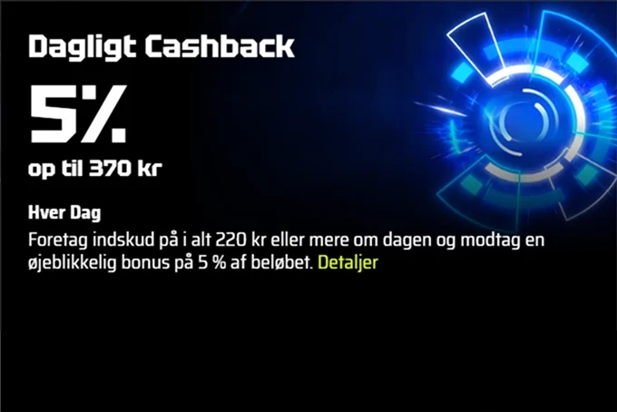 SlotsVader Casino daglig cashback 5% op til 370 kr