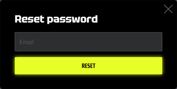 SlotsVader Casino password reset page with email input field