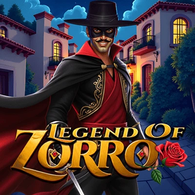 Leggenda di Zorro slot con eroe mascherato, spada e rosa rossa
