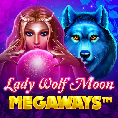 Slot Lady Wolf Moon Megaways con donna, lupo e sfera di cristallo