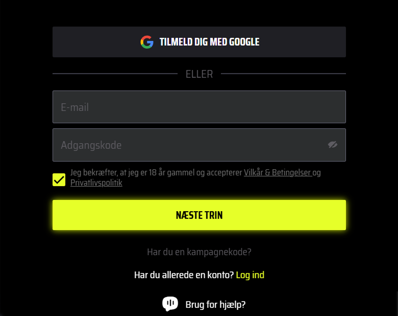 Modulo di registrazione con campi per nome, cognome, sesso e data di nascita