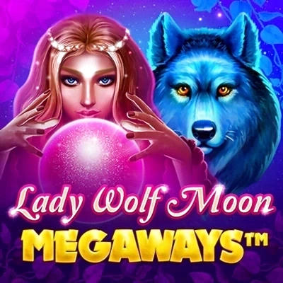 Lady Wolf Moon MEGAWAYS slotspil med mystisk kvinde og ulv